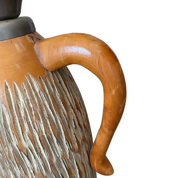 Vintage Macabo Aldo Tura Italian Wood Carved Thermos - Picture 4 of 9